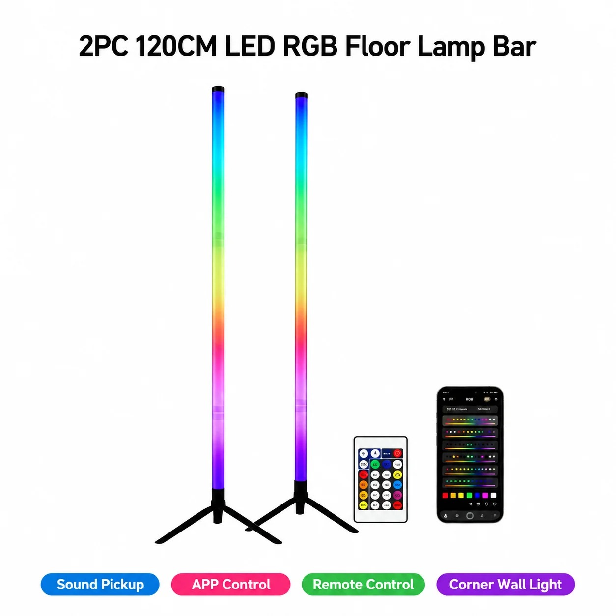 Lighting Decor For Room - 2 Pack RGB LED Corner Floor
