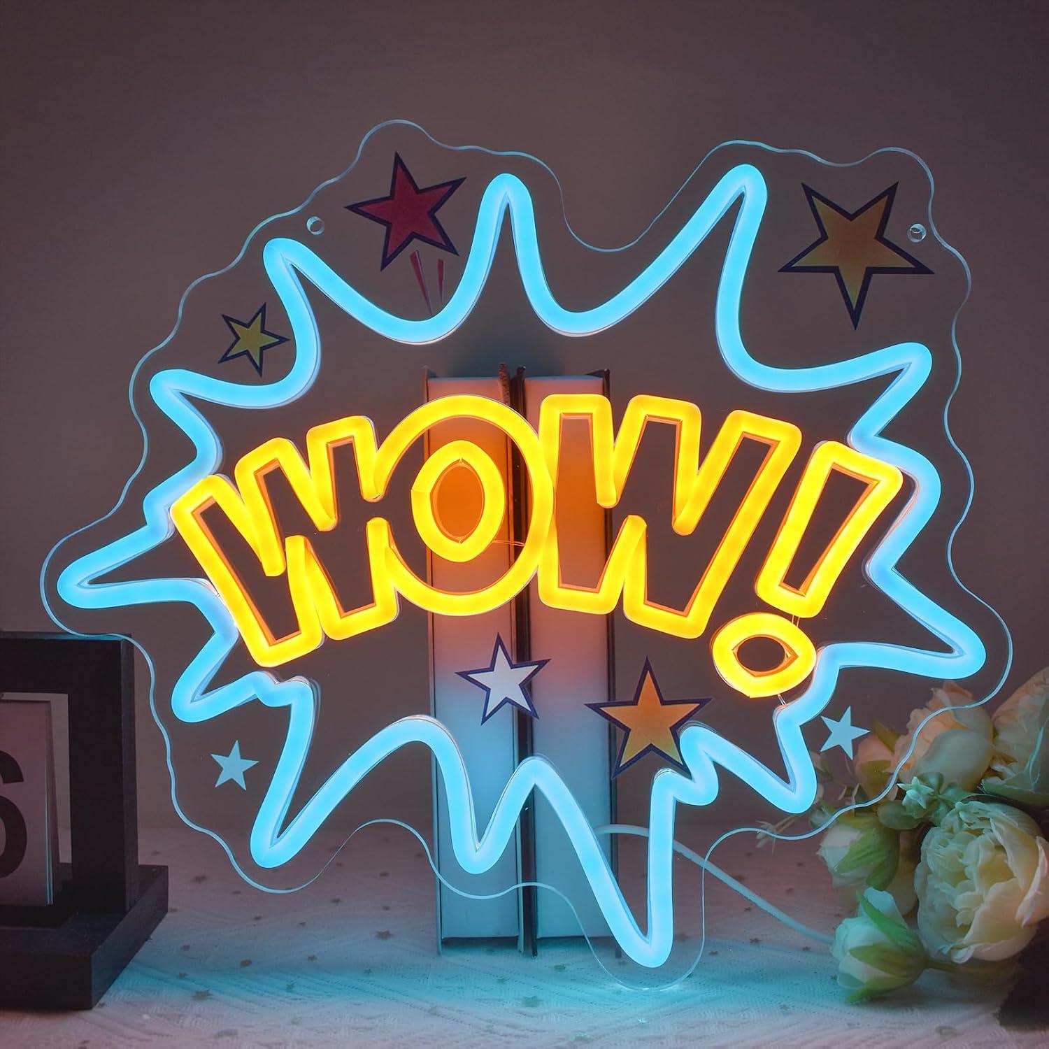 Lighting Decor Wow - WOW Neon Sign USB Dimmable LED