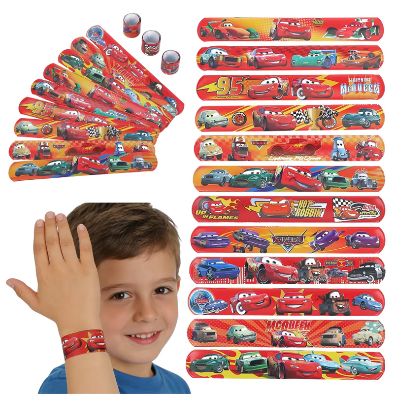 Lighting Mcqueen Decor - 12/24/36pcs Disney Cars Lightning McQueen Slap&Bracelets