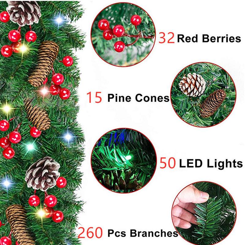Lighting Decor Company - Lighted Christmas Garland Waterproof Christmas Rattan