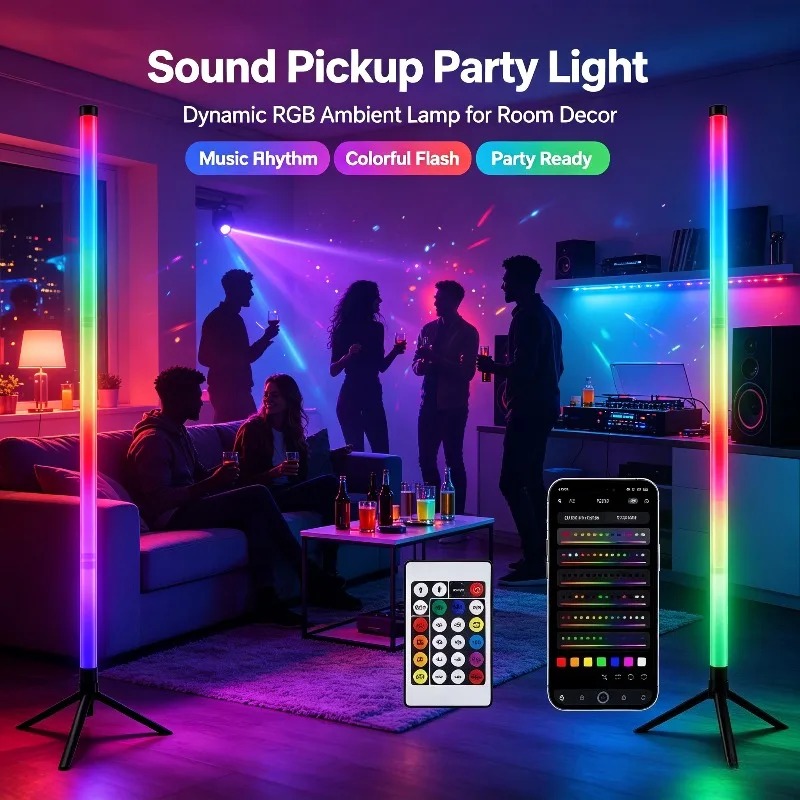 Lighting Decor For Room - 2PCS 120CM RGB Floor Lamp, Sound
