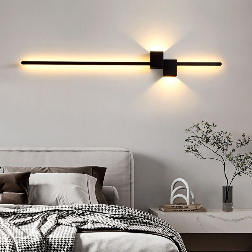 Foyer Lighting Wall Decor - Modern Black Long Strip Wall Light