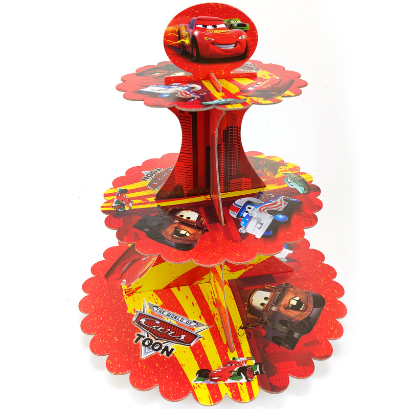 Lighting Mcqueen Decor - 3 Tier Cartoon Race Car Paper