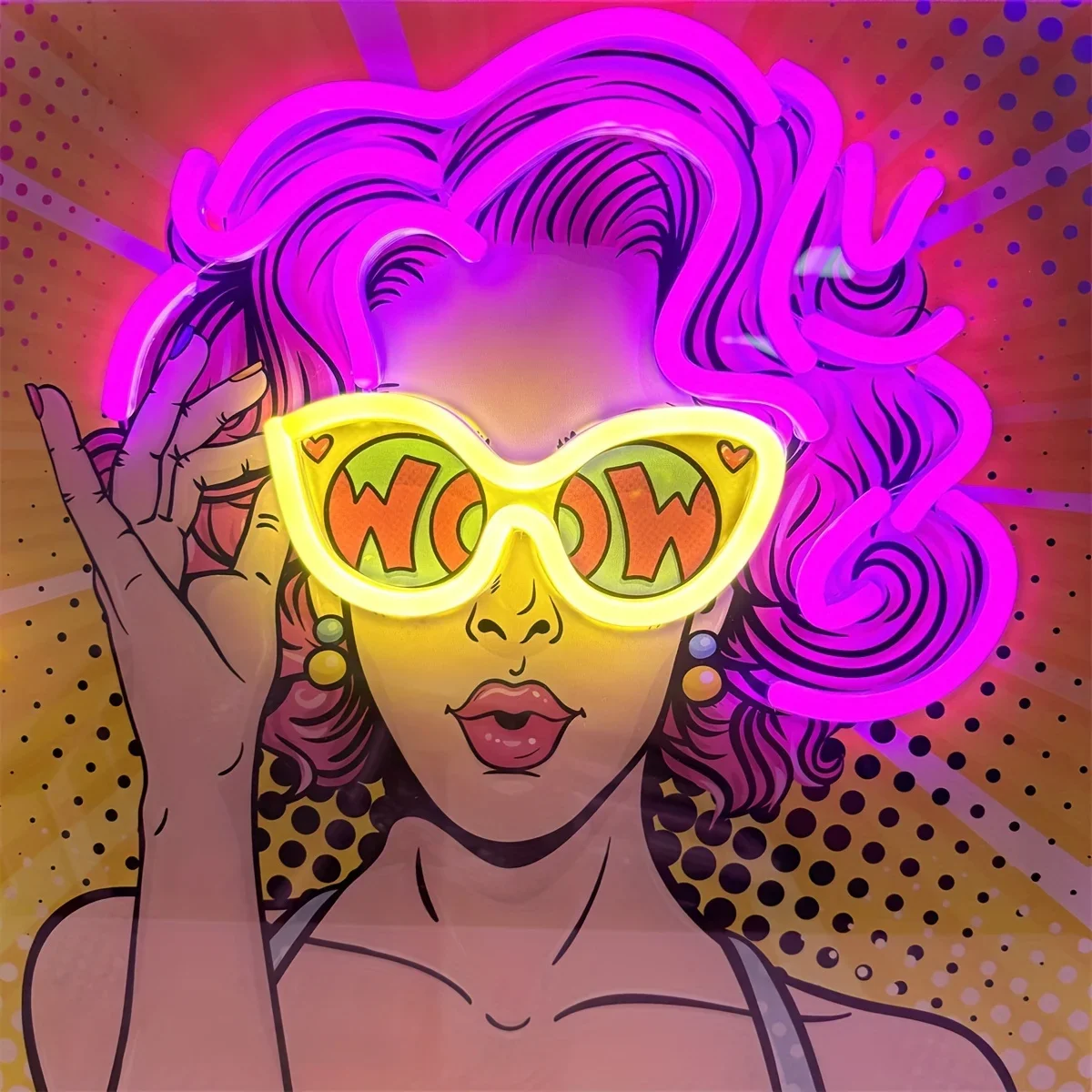 Wow Lady Pop Art LED Neon Sign - Lighting Decor Wow recension och pris