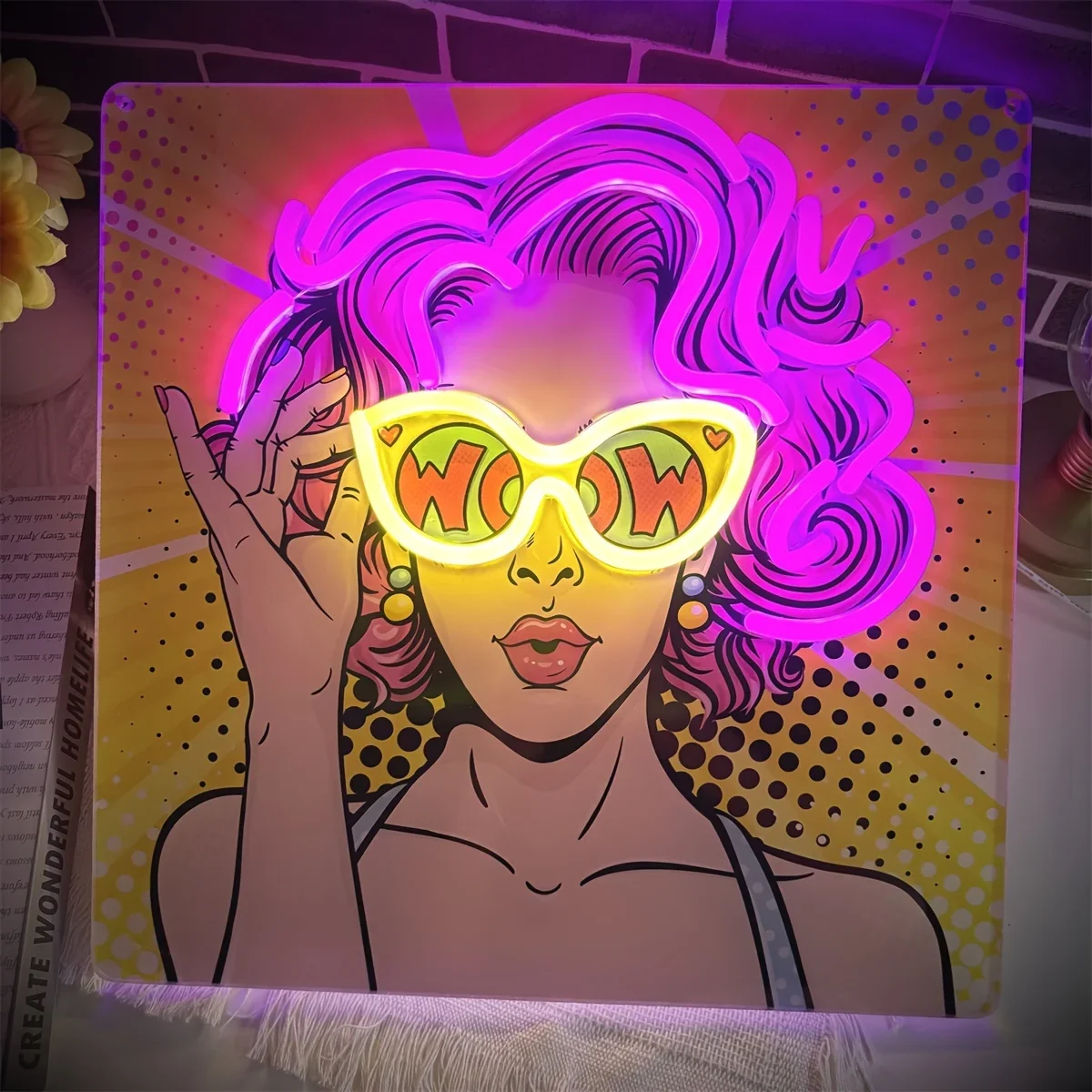 Wow Lady Pop Art LED Neon Sign - Lighting Decor Wow recension och pris