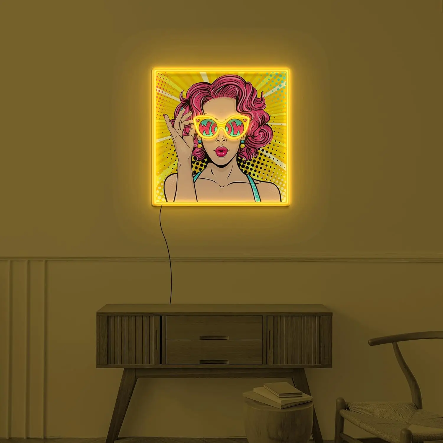 Wow Lady Uv Pop Neon Sign Comi - Lighting Decor Wow recension och pris