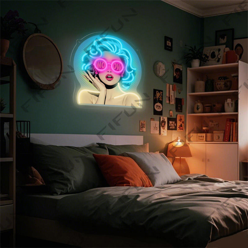 WOW Curl Girl Neon Sign UV Pri - Lighting Decor Wow recension och pris