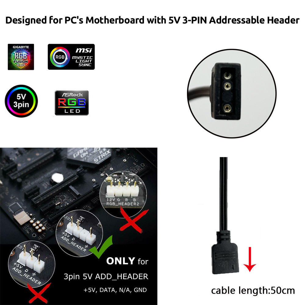 5V ARGB 3Pin Header for Asus A - Ambient Led Strip recension och pris
